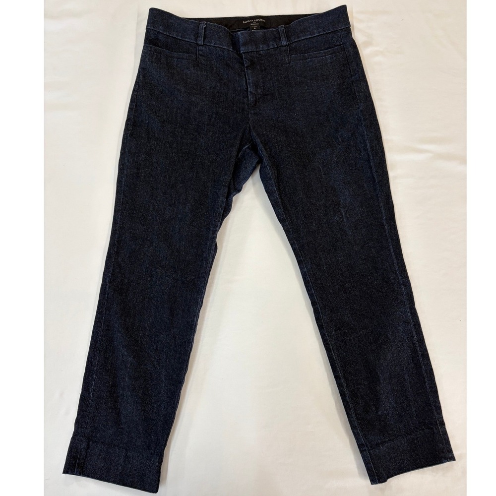 Banana Republic Sloan Fit Pants Womens 4 Petite Dark Indigo Slim Crop Stretch